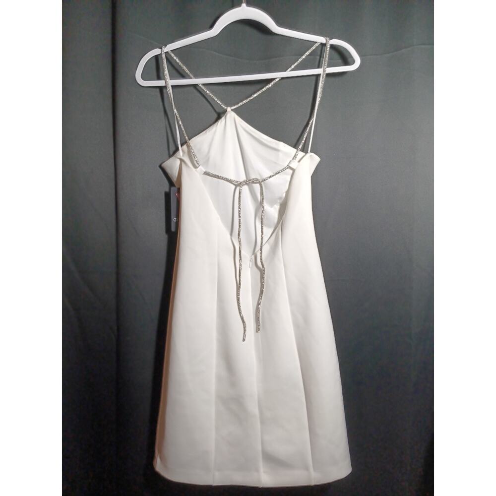 NWT Guess White Crystal Halter Mini Dress Women’s 6 Bridal Party Wedding Glam - Picture 2 of 9